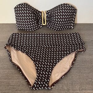 JETS Bandeau Brown, Black and White Women's Bikini